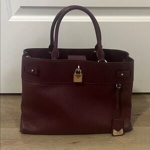 Michael Kors Burgundy/Purple Leather Satchel Crossbody Tote Bag